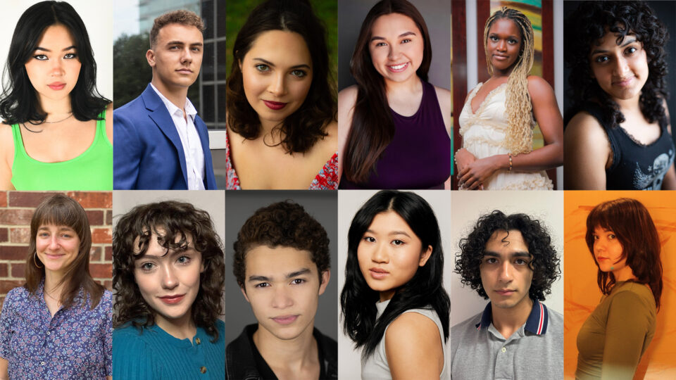 A collage of headshots for the acting ensemble of A BEAUTIFUL DAY IN NOVEMBER ON THE BANKS OF THE GREATEST OF THE GREAT LAKES