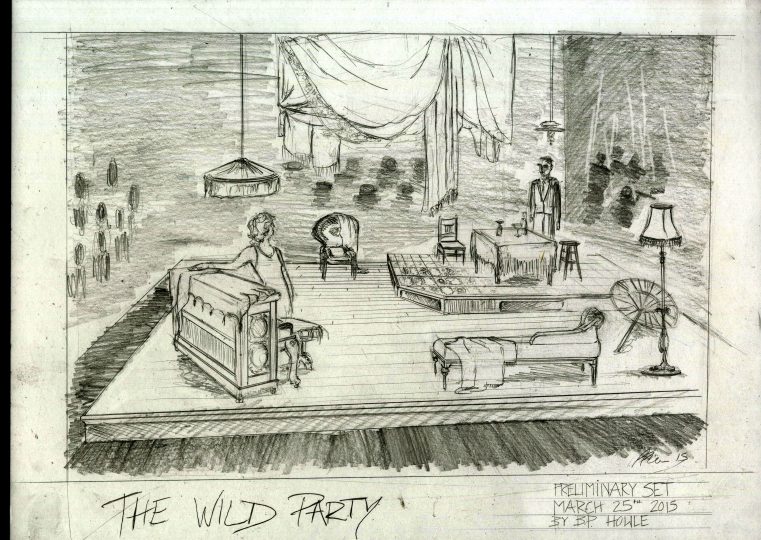 sketch of wild party