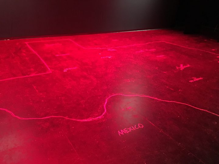 texas outline in red light