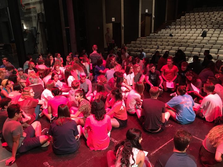 students in red light