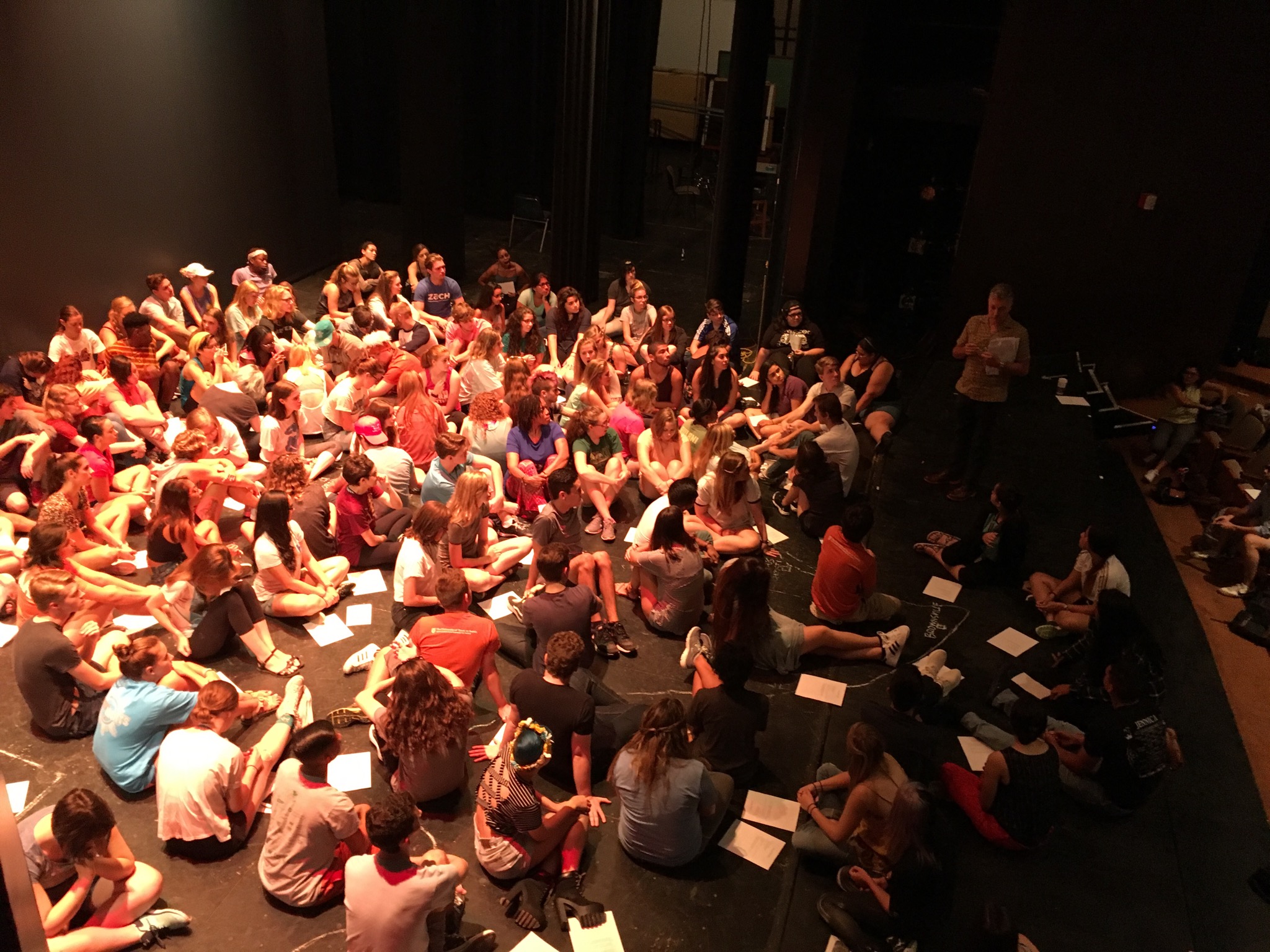 students sitting on texas outline