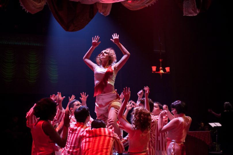 woman in crowded space