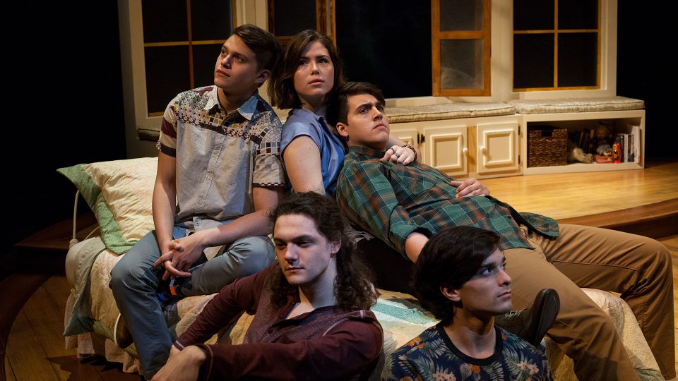 Woman touching mans face