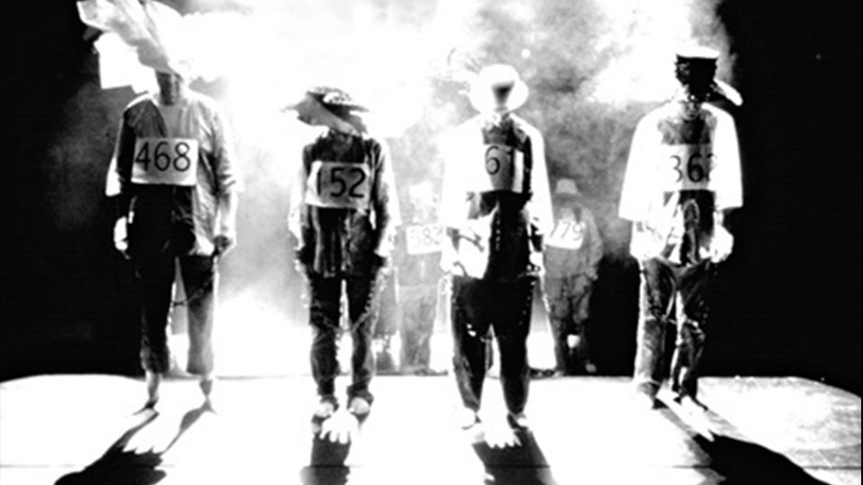 people black and white with running numbers