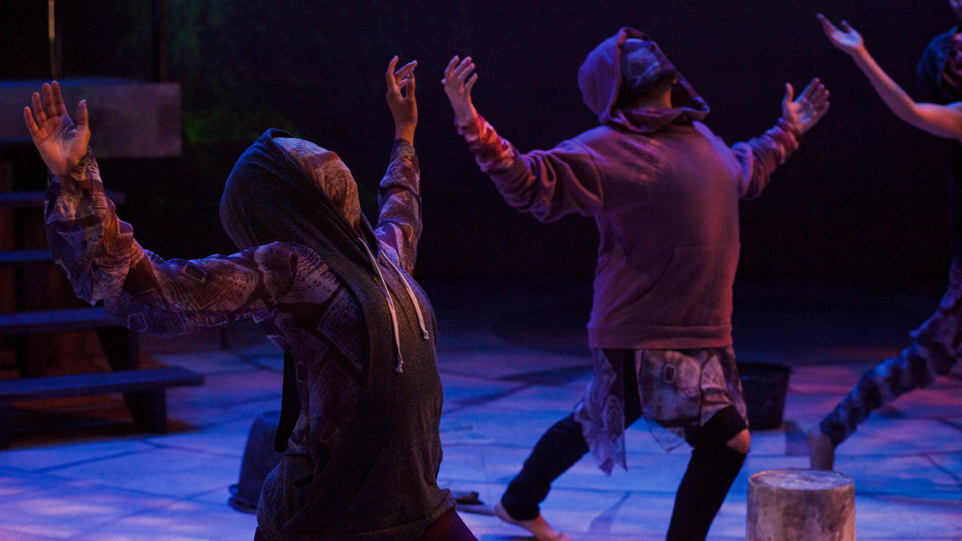 dancers with face masks