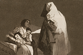 Drawing of the cucuy visiting a family by Francisco Jose de Goya