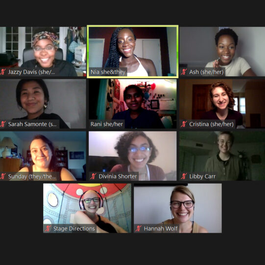 cast and crew of SAD GIRL HOURS posing for a photo through Zoom