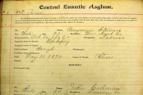 A page from a 1868 registry.
