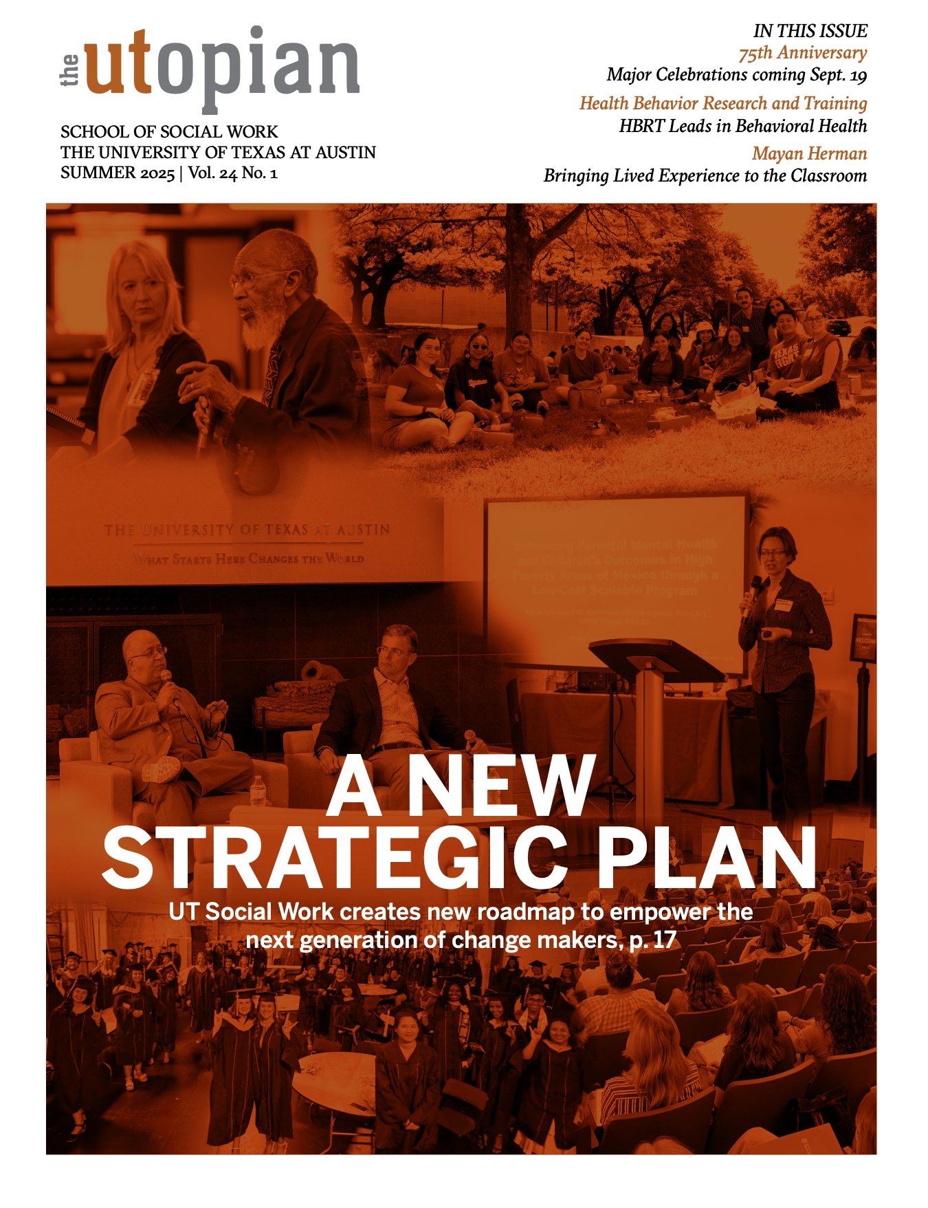 Utopian cover featuring a collage of Social Work images