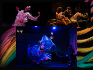 A compilation of three images of KP's work