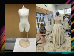 A compilation of 2 images of Riley's work