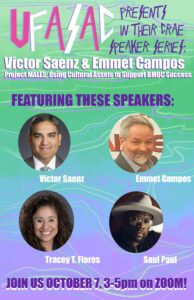 Flyer for the CRAE Speaker Series with Victor Saenz and Emmet Campos