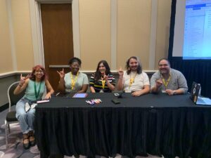 Photo of UTeach Theatre students and faculty presenting at the AATE conference