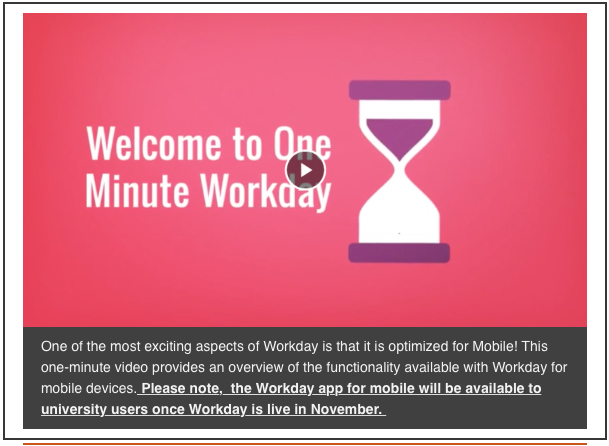 One Minute Workday video introducing Workday mobile application 