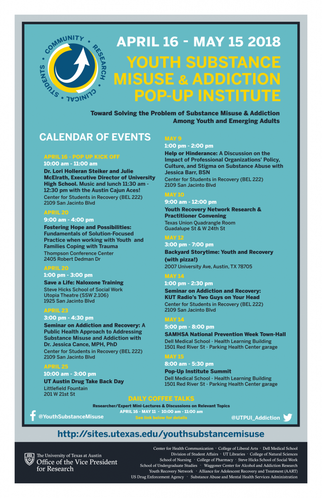 Events Flyer – Youth Substance Misuse and Addiction Pop-Up Institute